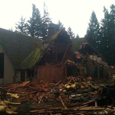 Chief Obie Lodge (Boy Scout Lodge) During Demolition. .