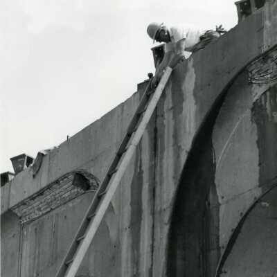 Man with Ladder, I-205 Bridge Construction.