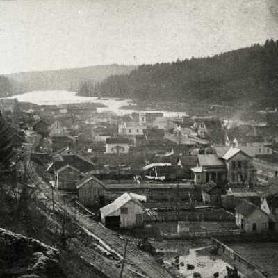 Oregon City 1875 - Looking South from the Bluff at 10th Street