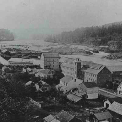 Oregon City from the Bluff Looking Southwest toward the Mills and Willamette Falls - 1867 - Copy