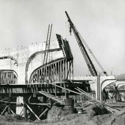 Crane and Concrete, I-205 Bridge Construction.