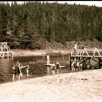 Buddy System swim at Boy Scout Camp Merriwether