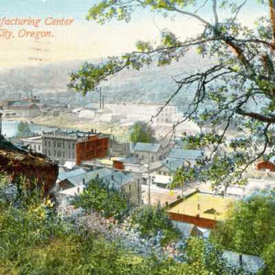 Oregon City, Looking Down on the Mills. 1911.: Copyright: None; Origsize: 3" x 6"; Origformat: Print-Photographic
