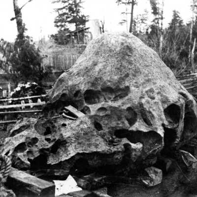 Meteorite in Hughes yard, #1, 1903.: Copyright: None; Origsize: 6" x 9.5"; Origformat: Print-Photographic