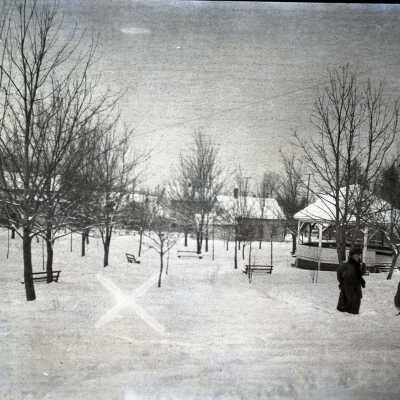 1911 Snowstorm - Oregon City - Library Park and Band Stand