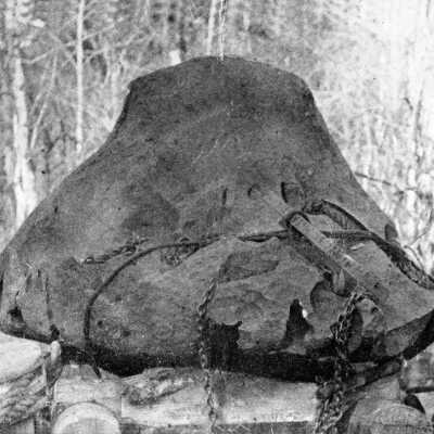 Meteorite in Eliis Hughes' yard, #2, 1903.: Copyright: None; Origsize: 6" x 9.5"; Origformat: Print-Photographic
