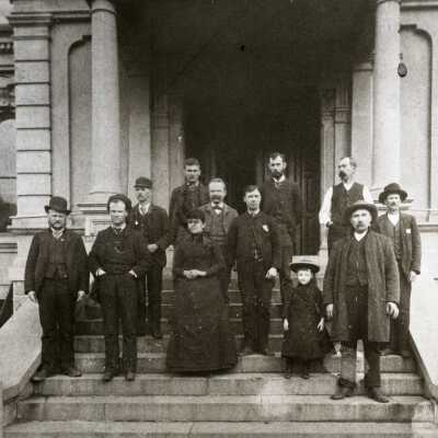 Clackamas County Court House Staff in Oregon City, 1889.