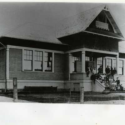 Unidentified School with Group of Children on Steps