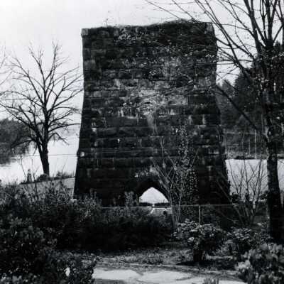 Remains of Furnace at Oswego Ironworks. 1958: Copyright: None; Origsize: 8" x 10"; Origformat: Print-Photographic