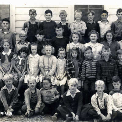 Sunnyside School Class Photo . Barns and Hay rake near 142nd and Sunnside Road. Fall Scene in a new subdivision. Fall Scene in a New Happy Valley Subdivision. 2nd Happy Valley School, built in 1934. . Steamer Pamona at 8th Street Dock.