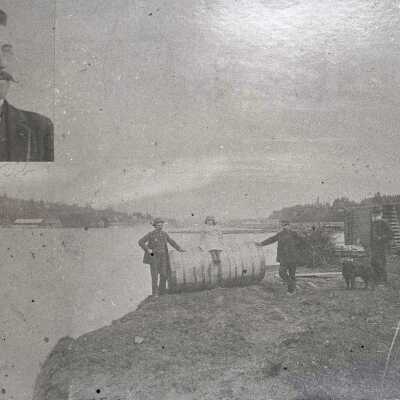 Man in the Barrel Over Willamette Falls 1895