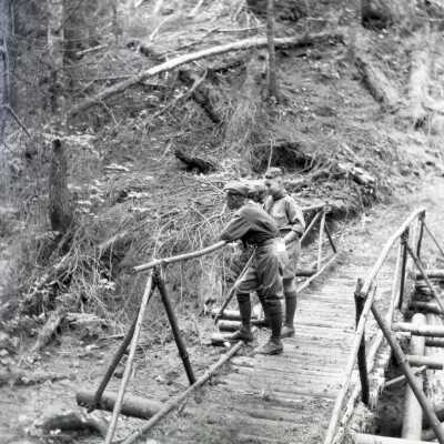 Pioneer Bridge at Boy Scout Camp Merriwether, Oregon - Negative