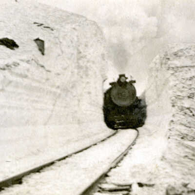 1921 Snowstorm - Columbia River Gorge - Train Near Multnomah Falls