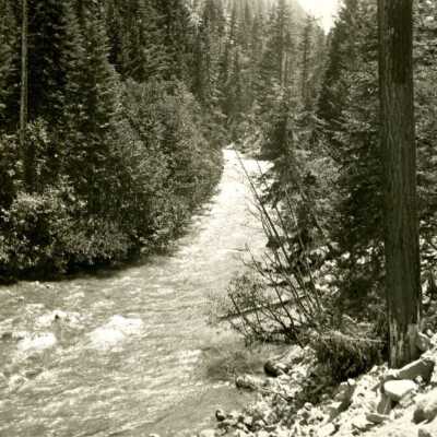 Mountain river.: Copyright: Clackamas County Historical Society; Origsize: 8x10; Origformat: Print-Photographic
