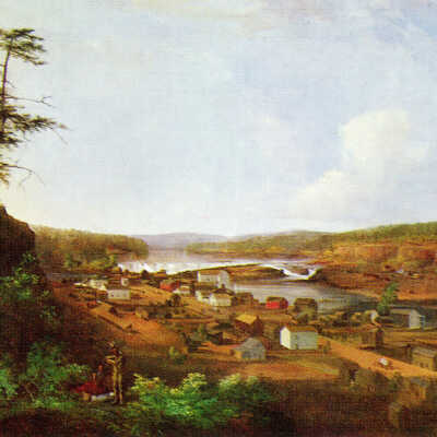 Oregon City 1852c. - Painting on the Willamette River, Oil on Canvas, by John Mix Stanley (1814-1872)