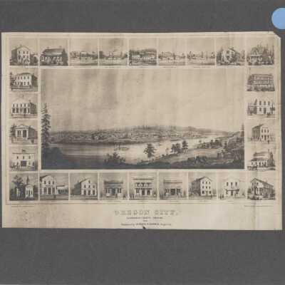 Oregon City 1858 - Charman & Warner Lithograph of O.C