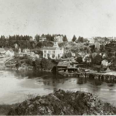 Oregon City 1893 - View of 8th Street Dock from West Linn