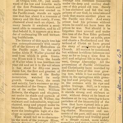 Oregon City 1892 - The Famous Apple Tree Story, (Methodist Apple Tree), 7th & Main