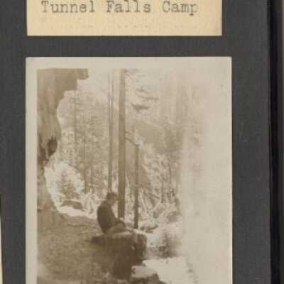 Wahtum Lake Boy Scout outing, 1926. Tunnel Falls trail