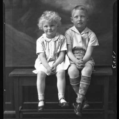 Photograph of two children for Mrs. Carter - March 1930 - Negative
