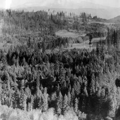 Mt. Hood from Bluff Road, Sandy, Oregon: Copyright: Clackamas County Historical Society; Origsize: 5x7; Origformat: Print-Photographic