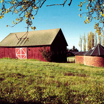 Red Barn and Brick Silo, South of Idleman Road.
