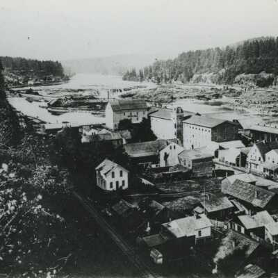 Oregon City - Willamette Falls and Mills from the Bluff - Oregon City - 1876 -Copy