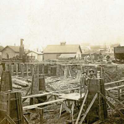 Construction of Early Oregon City Post Office. 1920s.: Copyright: None; Origsize: 8" x 10"; Origformat: Print-Photographic