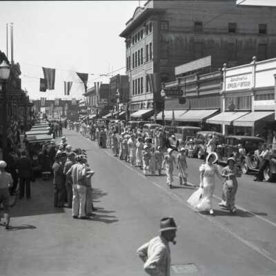 O.C. Territorial Days Womens' Parade, 1936.: Copyright: None; Origsize: 5"x7"; Origformat: Negative