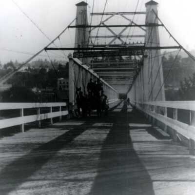 Suspension Bridge at Oregon City-West Linn over Willamette River.