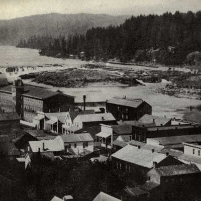Oregon City 1870-1885 - Taken from the Bluff - 5th Street to the Falls
