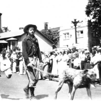 Territorial Days Parade - Oregon City - Miner with Donkey and Dog.