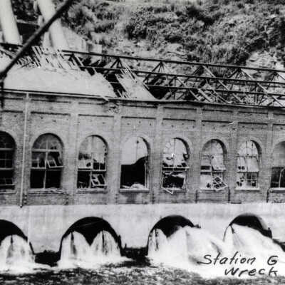 Cazadero Dam Station "G" Exterior After Explosion - 1908