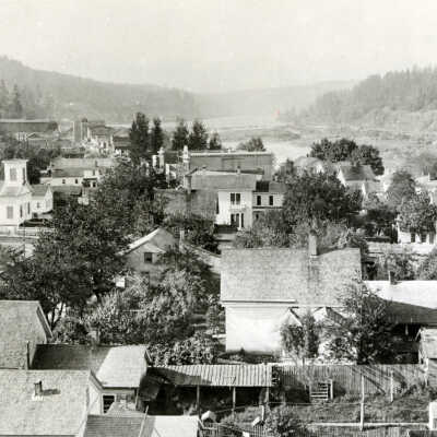 Oregon City Looking Up River from Courthouse Tower, 1886.