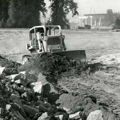 Bulldozer, I-205 Bridge Construction.