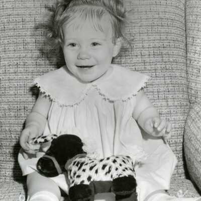 Little Girl with Stuffed Toy, 1960s.: Origformat: Print-Photographic