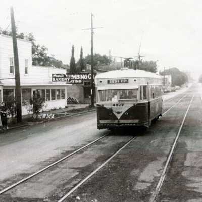 Streetcar in Gladstone, 1930s.: Copyright: None; Origsize: 8" x  10"; Origformat: Print-Photographic