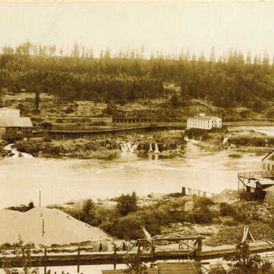Oregon City 1890s - Station A, Boat Basin and Mills from West Linn