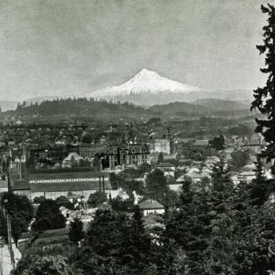 Portland with Mount Hood in Background. 1899.: Copyright: None; Origsize: 8" x 10"; Origformat: Print-Photographic