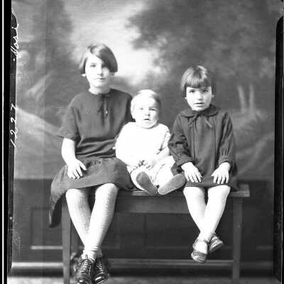 Photograph of three Children for Fred Josi - November 1929 - Negative