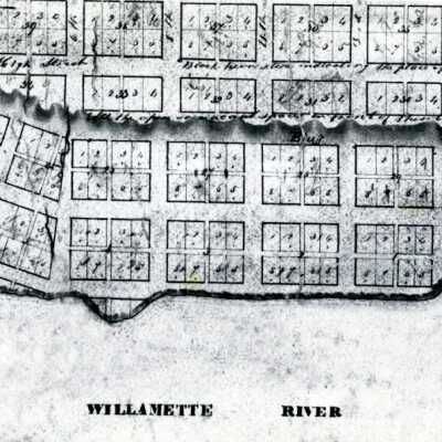 Part of Plat Map of Oregon City. 1850: Copyright: None; Origsize: 5" x 8"; Origformat: Print-Photographic