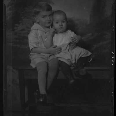 Photograph of two children for Mrs. J. E. Cox - December 1929 - Negative