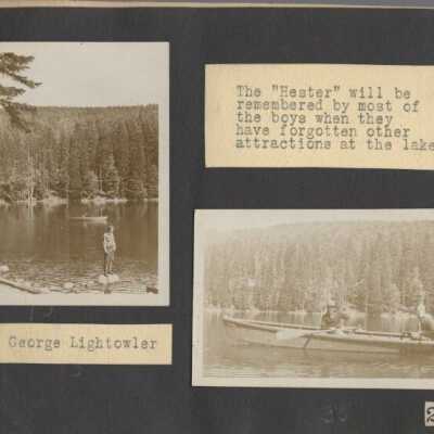 Wahtum Lake Boy Scout outing, 1926. George Lightowler and rowboat