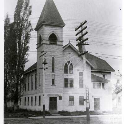 O.C. 1st Baptist Church, 1908.: Copyright: Clackamas County Historical Society; Origformat: Print-Photographic