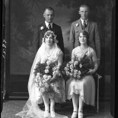 Photograph of two couples for henry Schula - April 1930 - Negative
