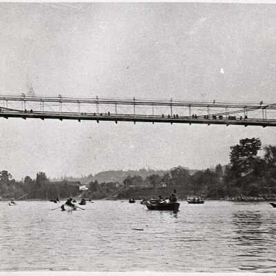 Oregon City 1920 - Suspension Bridge Over Willamette