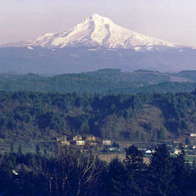View from Happy Valley toward Mt. Hood.