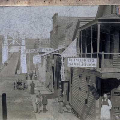 Depot Hotel and Sample Room, Oregon City, 1896.: Origsize: 3" x 4"; Origformat: Print-Photographic