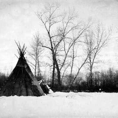 Teepees, Winter on the Umatilla Reservation.  July 17, 1902.: Copyright: Clackamas County Historical Society; Origsize: 8x10; Origformat: Print-Photographic
