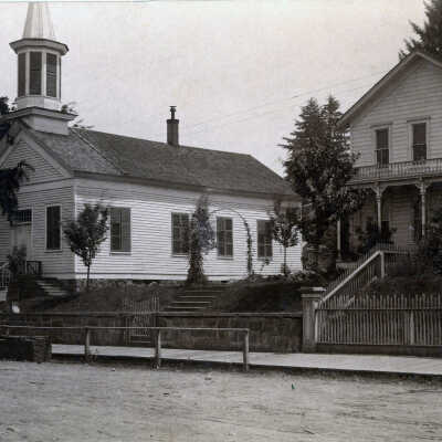 Oregon City - First Congregational Church and Parsonage 1885